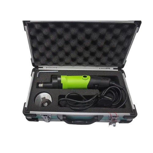 Steps on how to use and operate an oscillating electric plaster cutter.